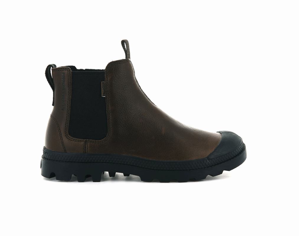 Palladium Pampa Chelsea Ess Mens Boots Dark Brown Australia [RKQBWD-890]